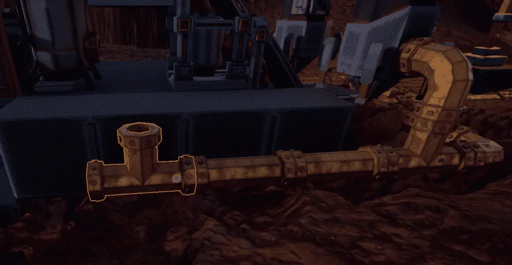 Metal Pipeline extended to reach the harvester in Automation Setup in Hydroneer