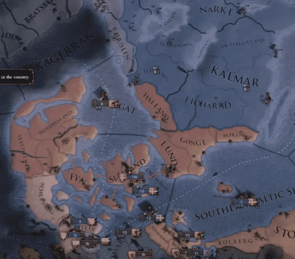 Map of Denmark in Europa Universalis 4