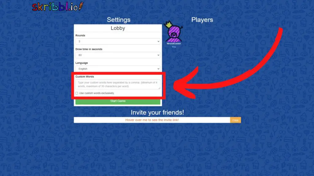How to Add Custom Words in Skribbl.io