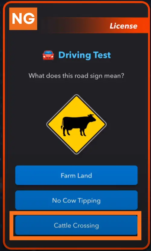 Cattle Crossing Sign