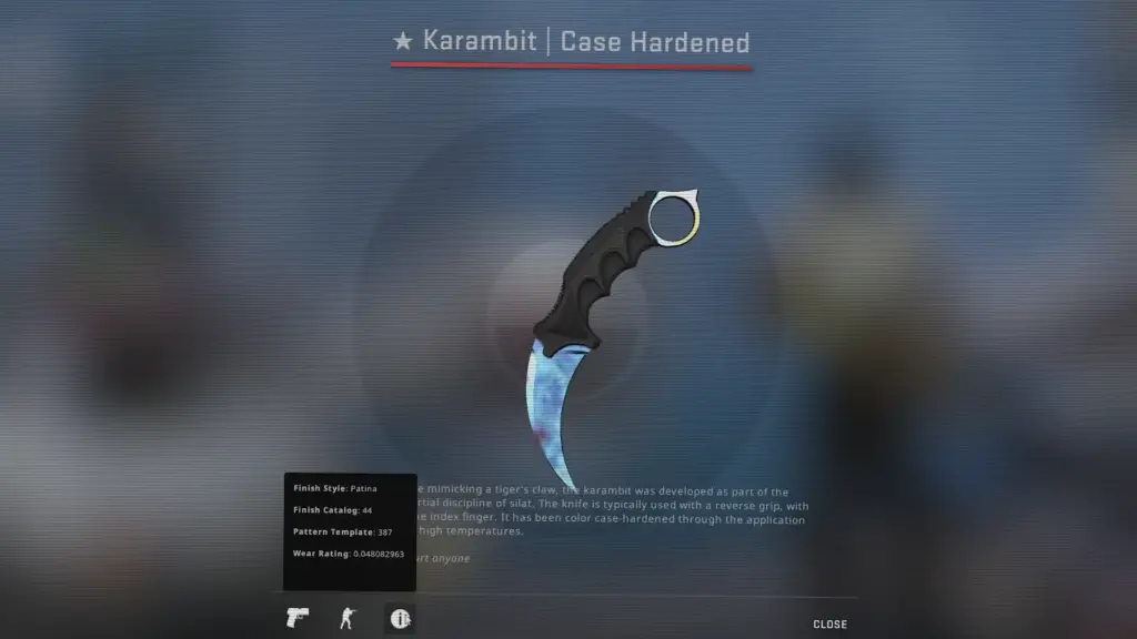 Karambit Case Hardened Blue Gem