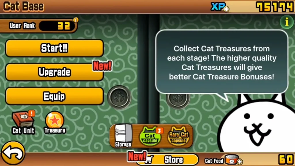 Treasure Button in Menu