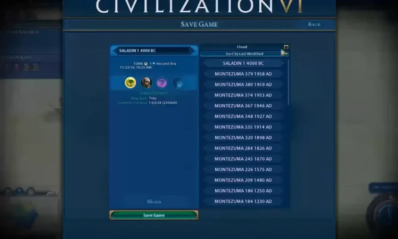 Civilization 6 Save Files