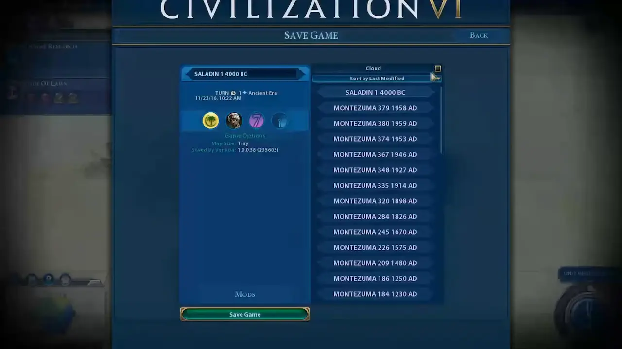 Civilization 6 Save Files