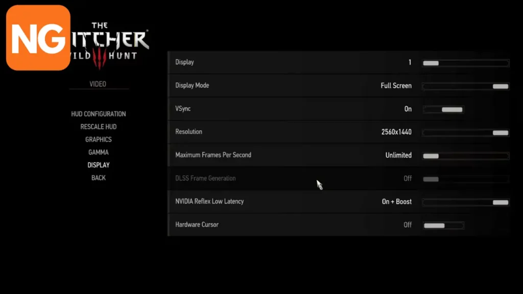 The Witcher 3 Display Settings