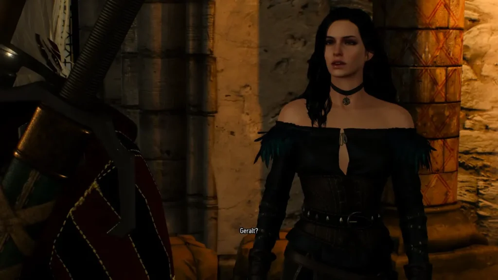 Geralt and Yennefer talking right before the game crashes.